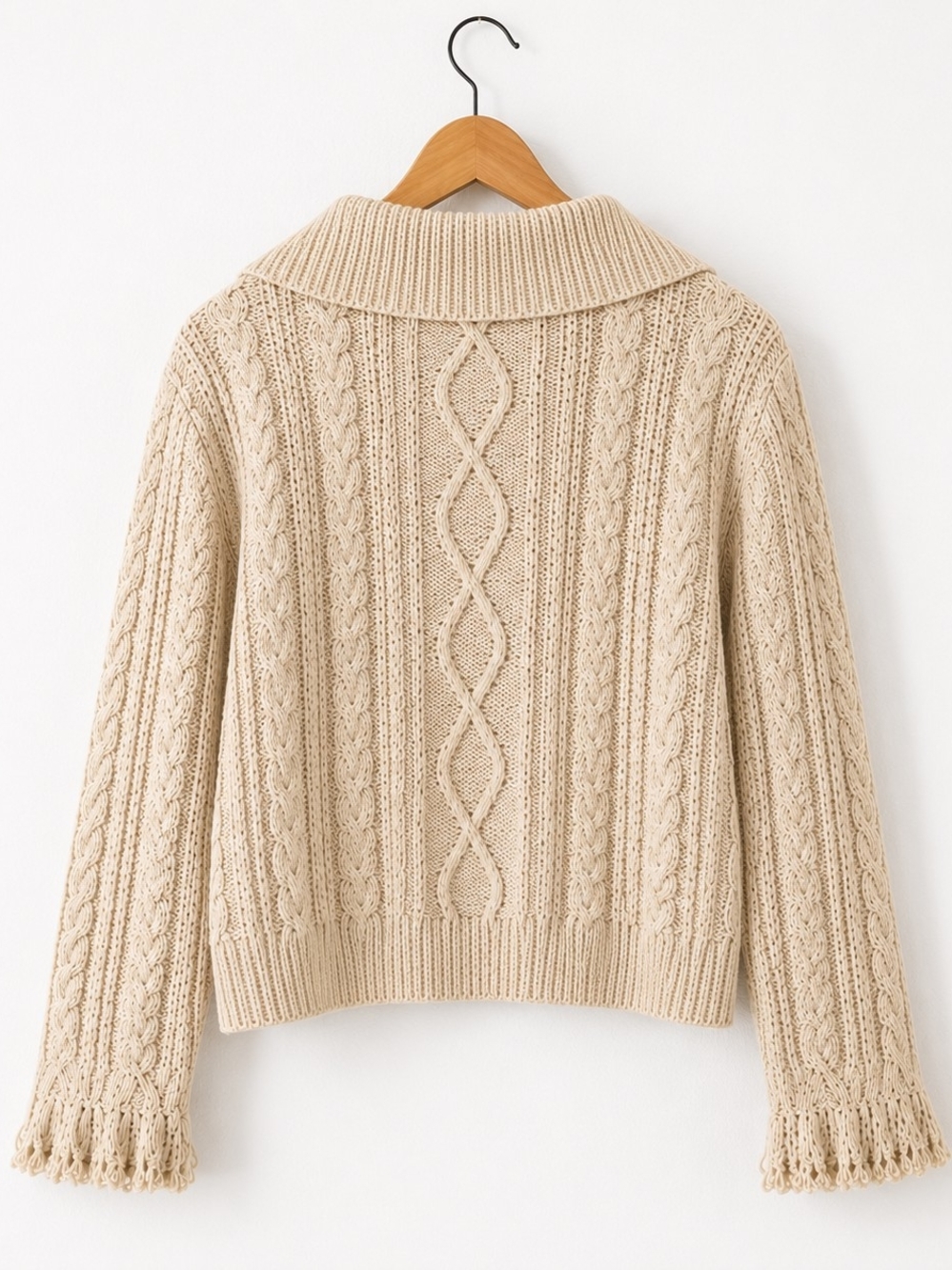 Cable Knit Collared Revel Sweater - Cream Coastal - Picture 4 of 4